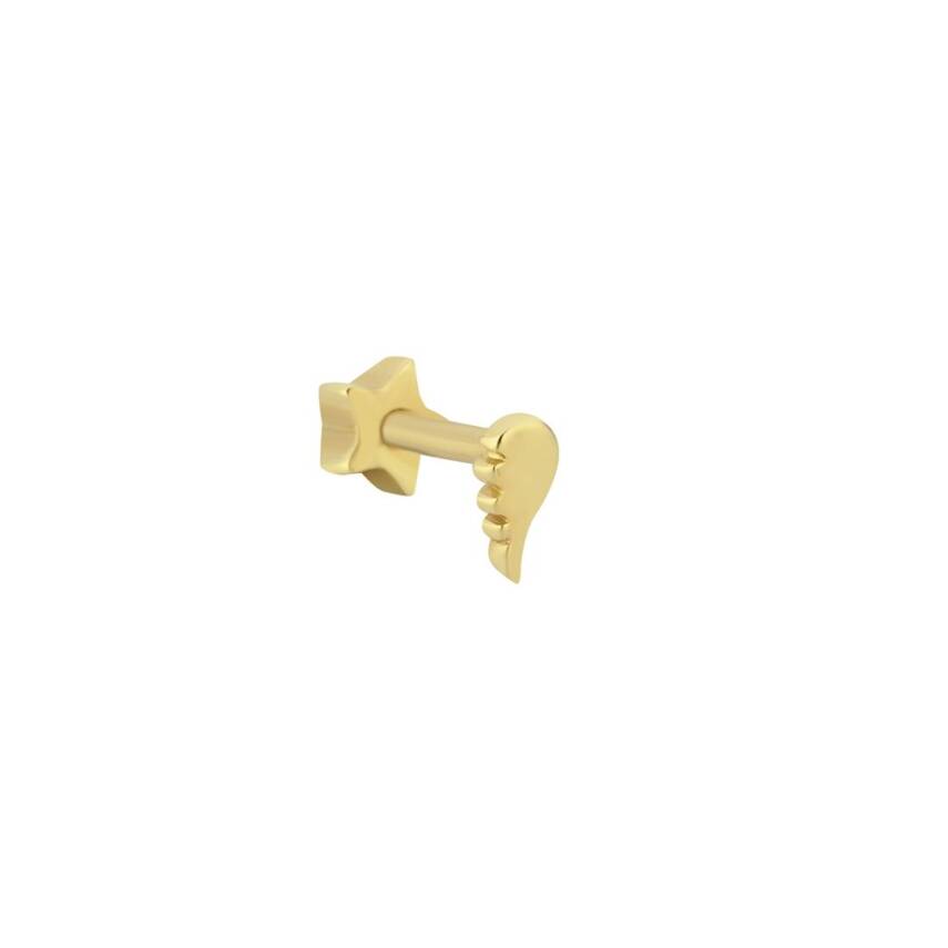 Kuş Tüyü Figürlü Altın Tragus Küpe - 1
