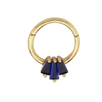Lacivert Baget Taşlı Altın Helix Piercing - 1
