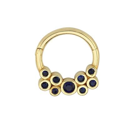 Lacivert Taşlı Baloncuk Altın Helix Piercing - 1