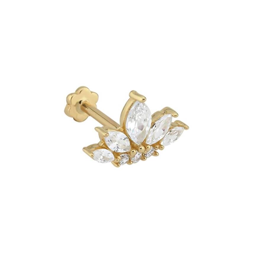 Markiz Taşlı Altın Tragus Piercing - 1