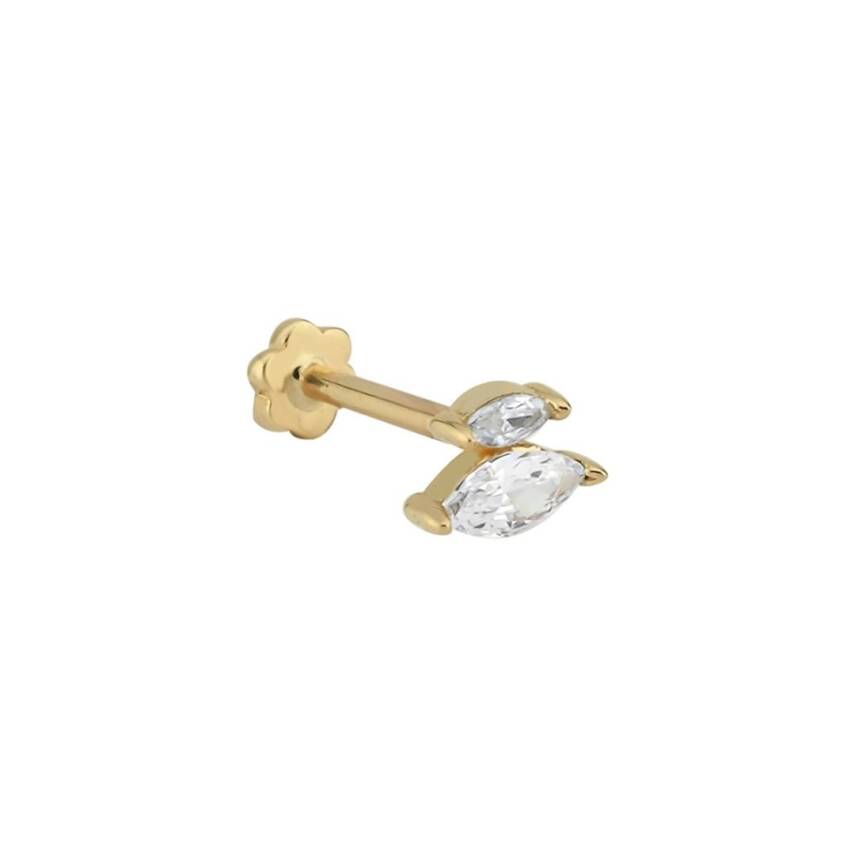 Markiz Taşlı Altın Tragus Piercing - 1