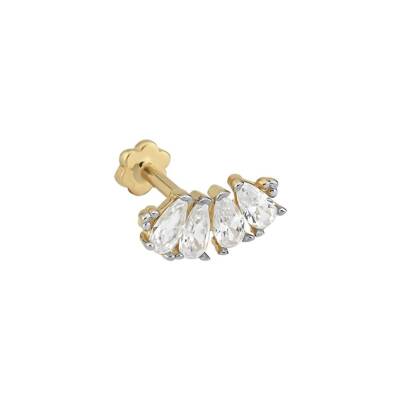Markiz Taşlı Altın Tragus Piercing - 1