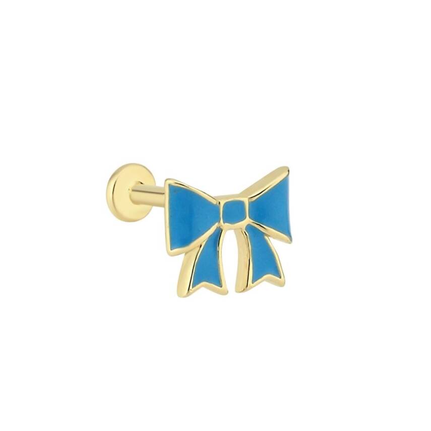 Mavi Mineli Kurdele Altın Tragus Piercing - 1