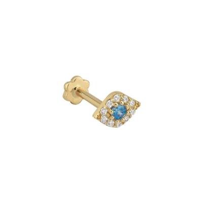 Mavi Taşlı Göz Altın Tragus Piercing - 1