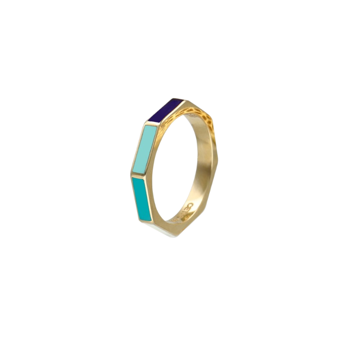  Minima Mineli Geometrik Altın Cetaş Yüzük - 1