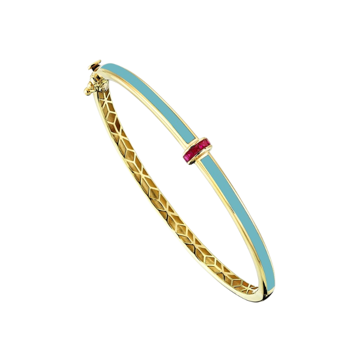  Minima Turkuaz Mineli Altın Cetaş Kelepçe - 1