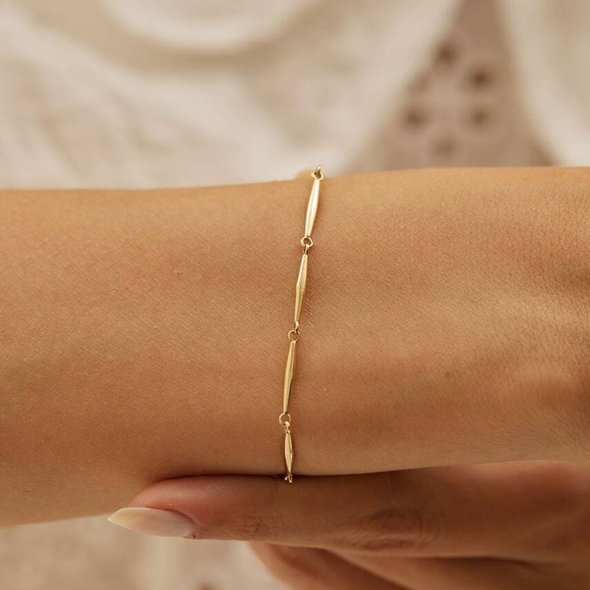 Minimal Tasarımlı Altın Zincir Bileklik - 2