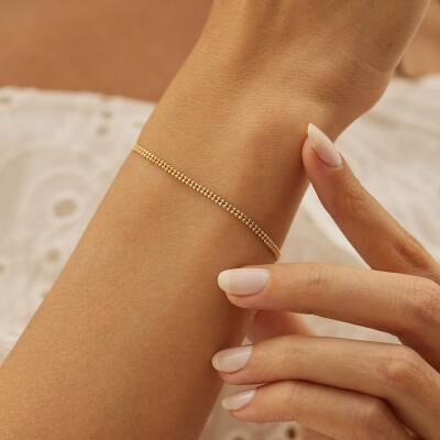 Minimal Top Tasarımlı Altın Bileklik - 2