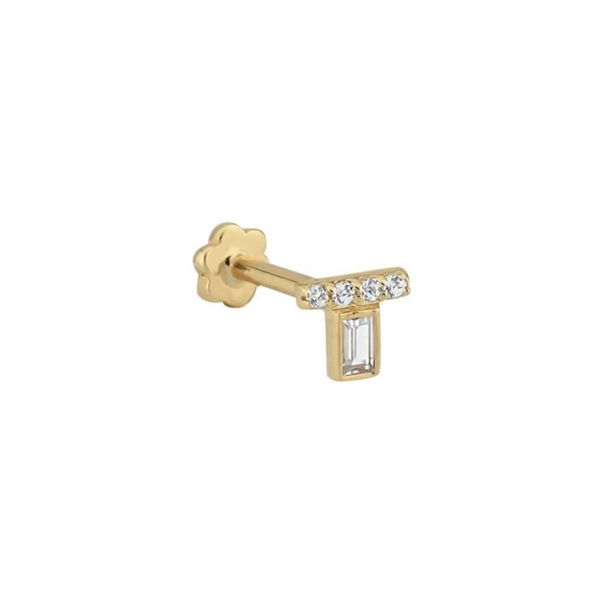 Mor Taşlı Altın Helix Piercing - 1