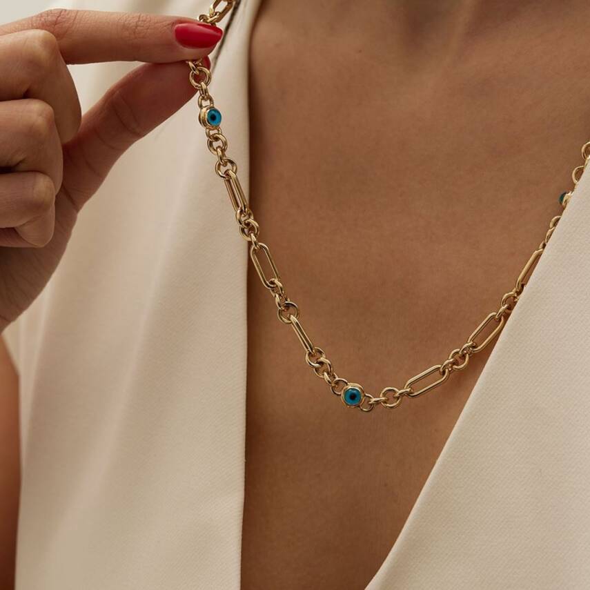 Nazarlı Ataç Zincirli Altın Kolye - Semih Haşhaş Kuyumculuk (1)