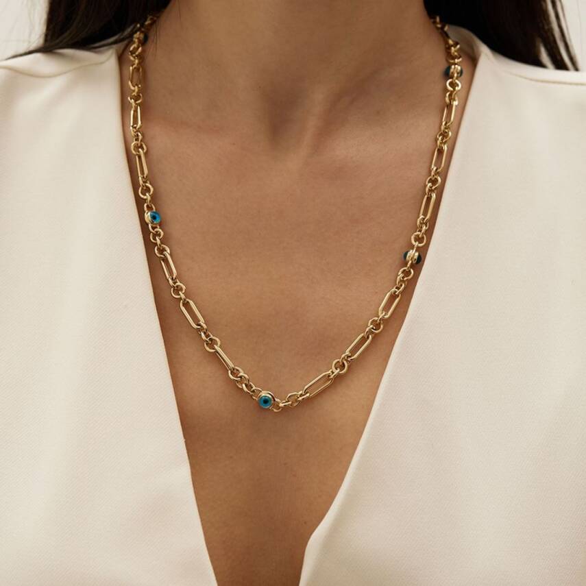 Nazarlı Ataç Zincirli Altın Kolye - Semih Haşhaş Kuyumculuk