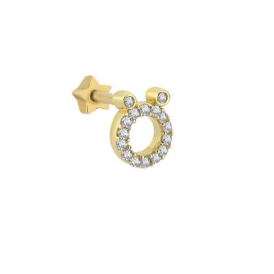 Ö Harfi Taşlı Altın Tragus Küpe - 1