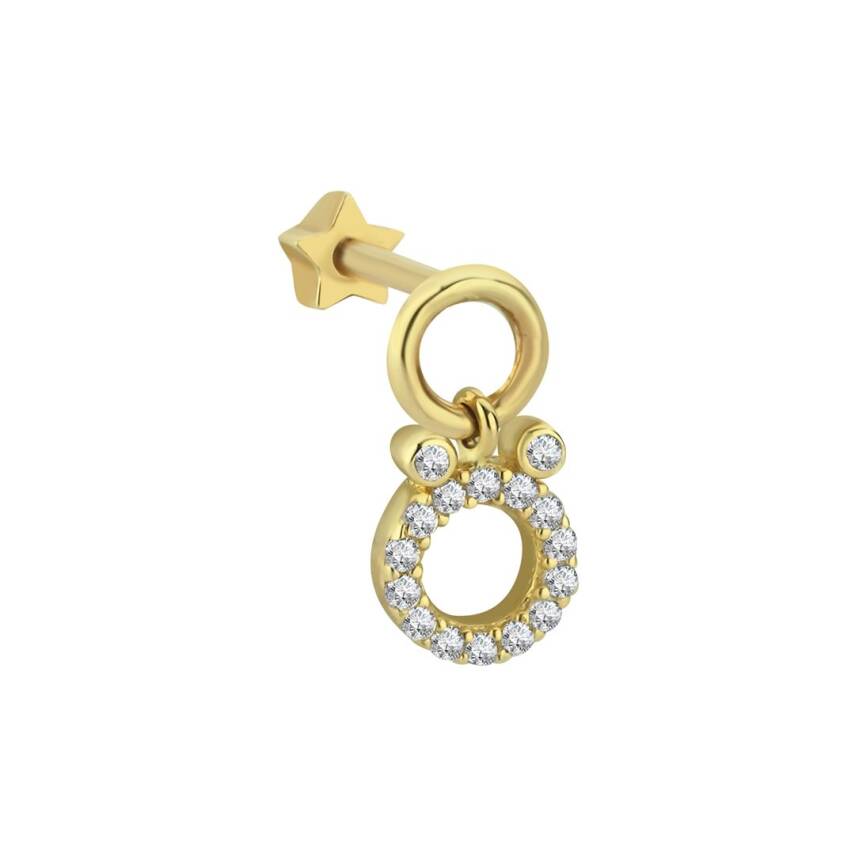 Ö Harfli Sallantılı Taşlı Altın Tragus Küpe - 1