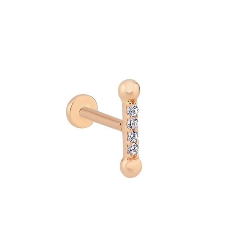 Ortası Taş Dizili Toplu Altın Tragus Küpe - 1