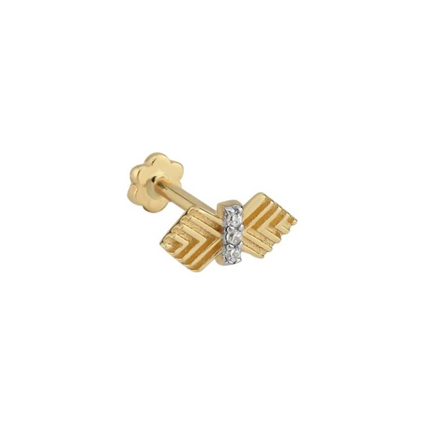 Ortası Taşlı Geometrik Tasarımlı Altın Tragus - 1
