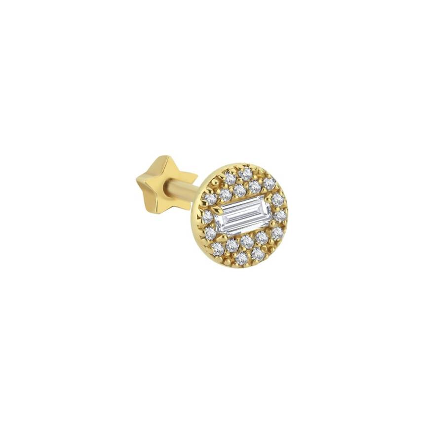 Oval Kesim Taşlı Altın Tragus Küpe - 1