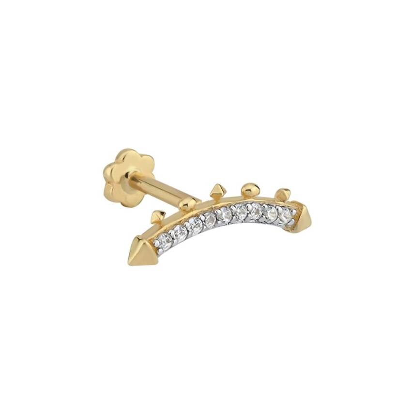 Oval Tasarımlı Sıra Taşlı Altın Ok Tragus - 1