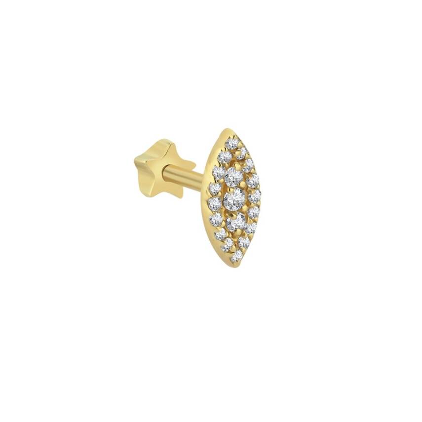 Oval Taşlı Altın Tragus Küpe - 1