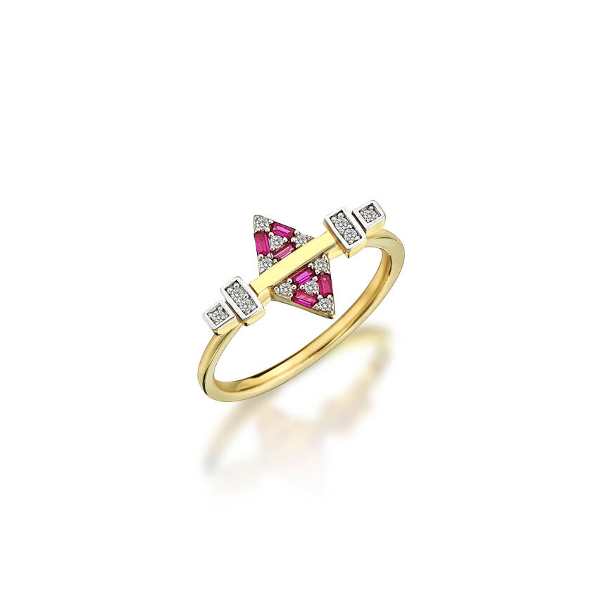 Pembe Baget Taşlı Altın Yüzük - 1