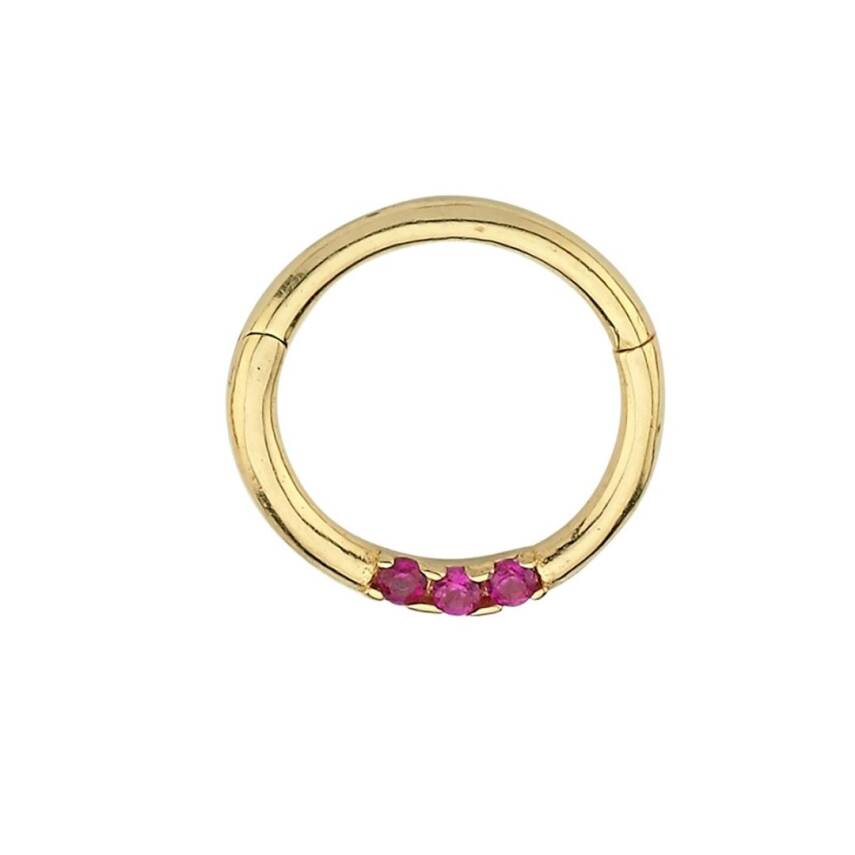 Pembe Taşlı Altın Helix Piercing - 1