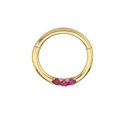 Pembe Taşlı Altın Helix Piercing - 1