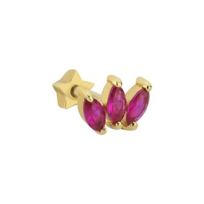 Pembe Taşlı Altın Tragus Piercing - 1