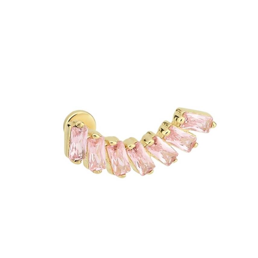 Pembe Taşlı Altın Tragus Piercing - 1