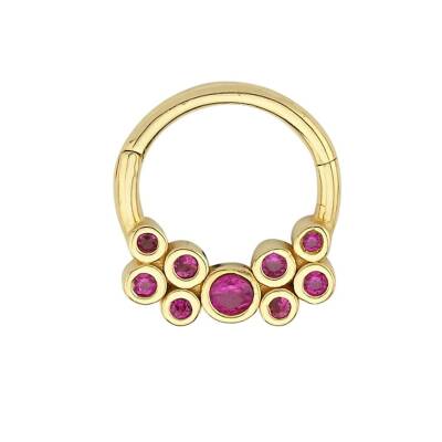 Pembe Taşlı Baloncuk Altın Helix Piercing - 1