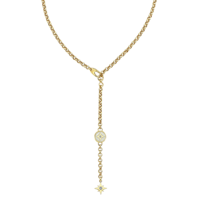 Polaris Beyaz Mineli Yıldız Sallantılı Altın Cetaş Kolye - 1