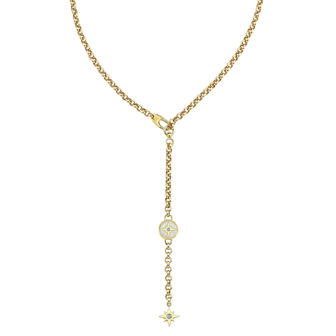 Polaris Beyaz Mineli Yıldız Sallantılı Altın Cetaş Kolye - Cetaş 