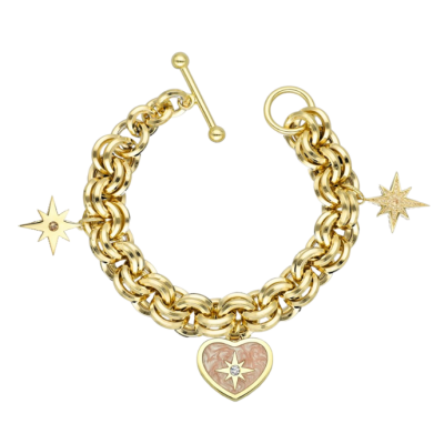 Polaris Pembe Mineli Kalpli Altın Cetaş Bileklik - 1