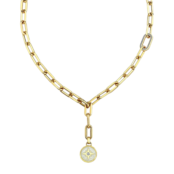 Polaris Sedef Mineli Sallantılı Altın Cetaş Kolye - Cetaş 