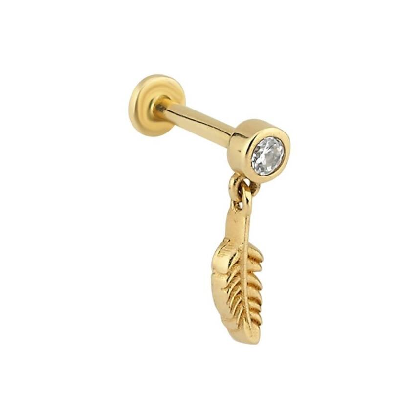 Sallantılı Yaprak Altın Tragus Piercing - 1
