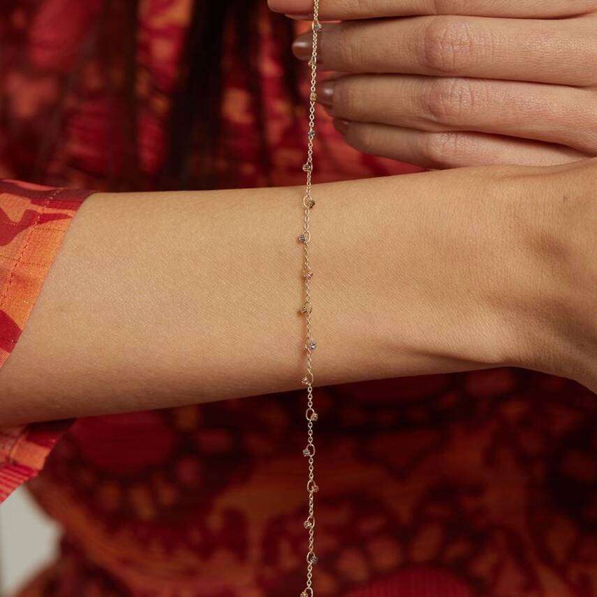 Sıra Taşlı Minimal Altın Zincir Bileklik - Semih Haşhaş Kuyumculuk