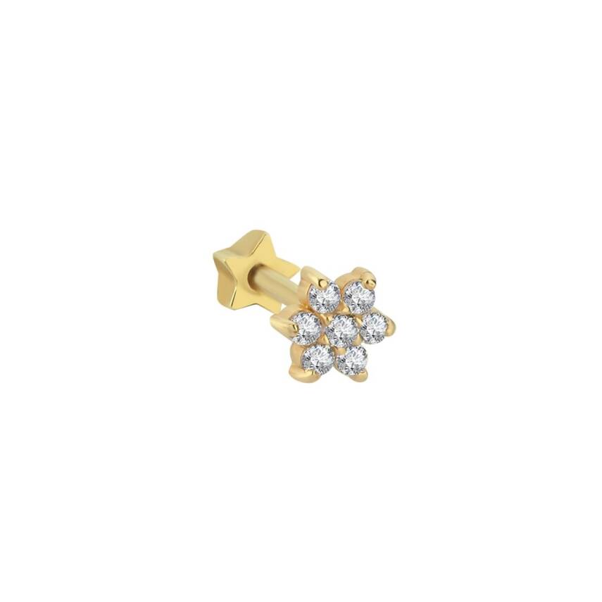Taşlı Çiçek Altın Tragus Piercing - 1