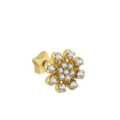 Taşlı Çiçek Altın Tragus Piercing - 1