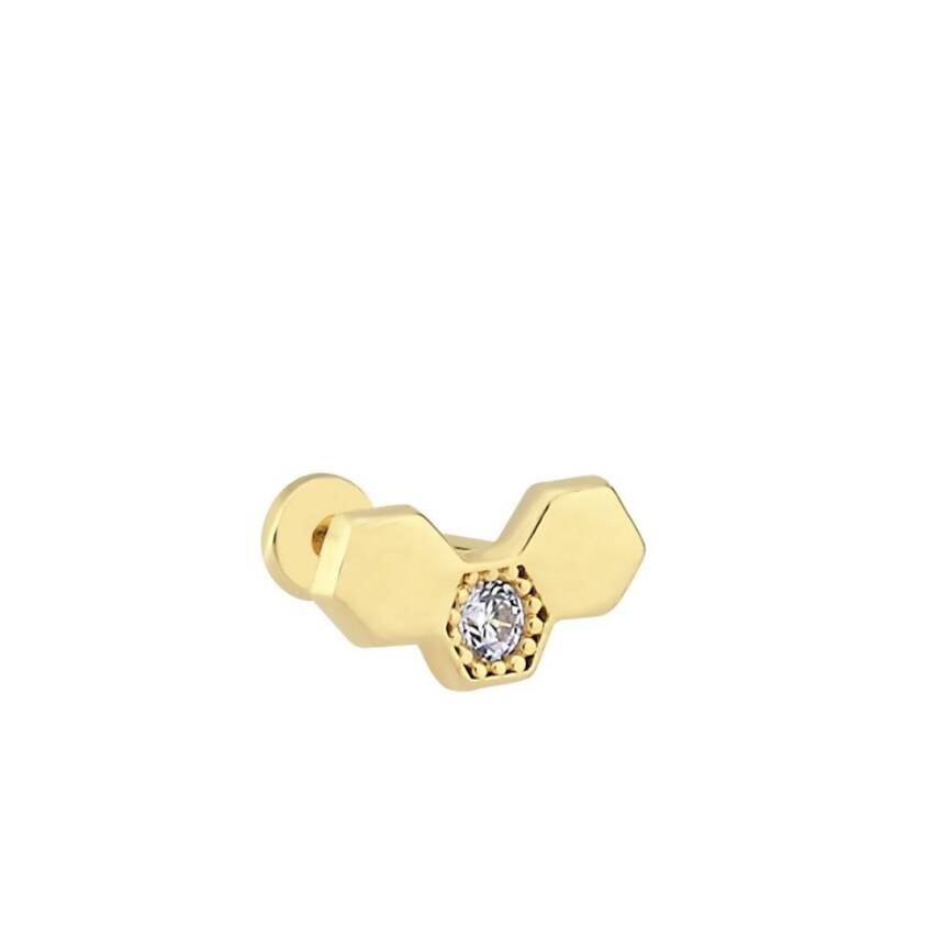 Taşlı Geometrik Altın Tragus Piercing - 1