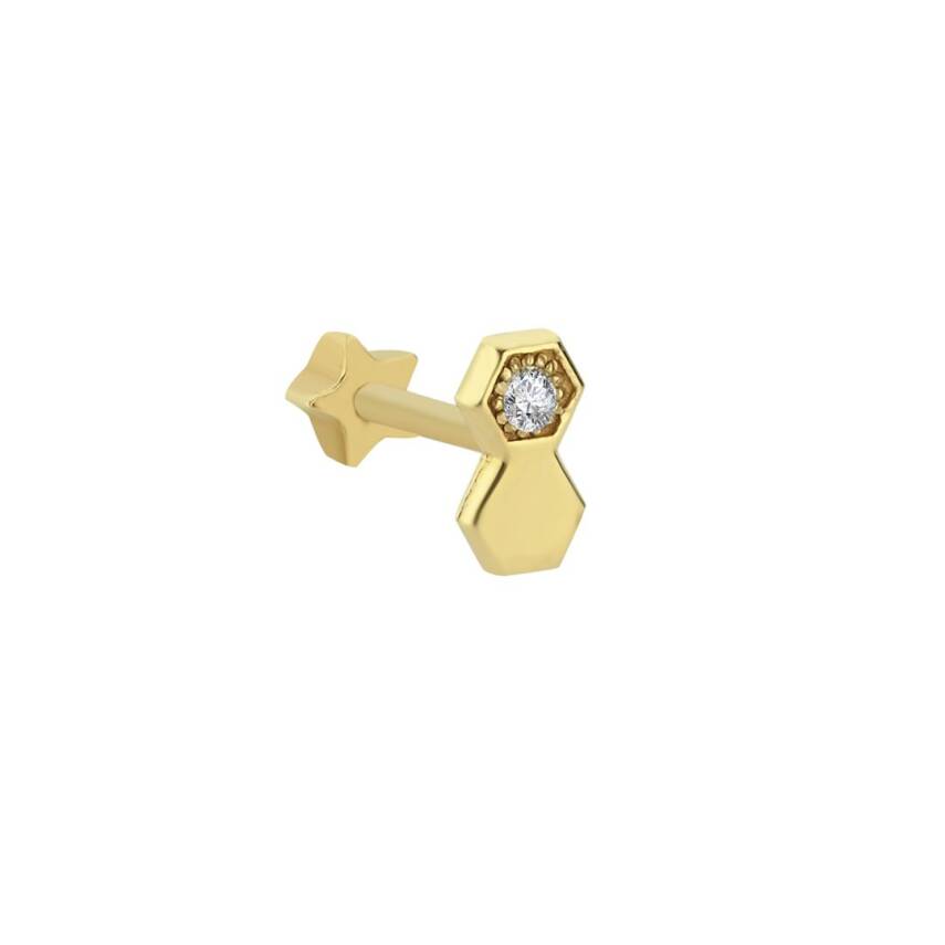 Taşlı Geometrik Altın Tragus Piercing - 1