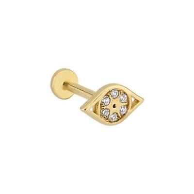 Taşlı Göz Altın Tragus Piercing - 1