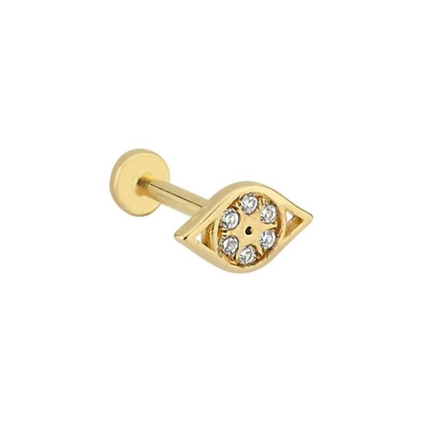 Taşlı Göz Altın Tragus Piercing - 1