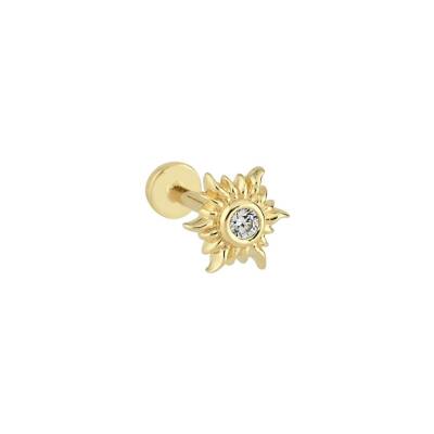 Taşlı Güneş Altın Tragus Piercing - 1