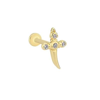 Taşlı Kılıç Altın Tragus Piercing - 1