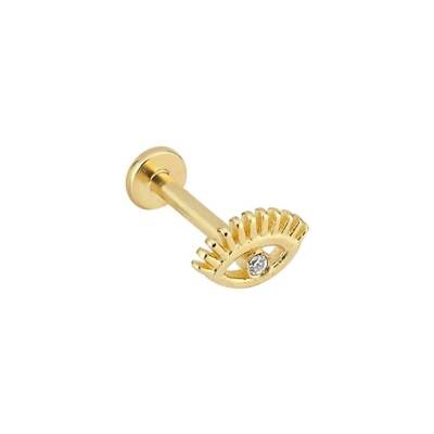 Taşlı Kirpik Altın Tragus Piercing - 1
