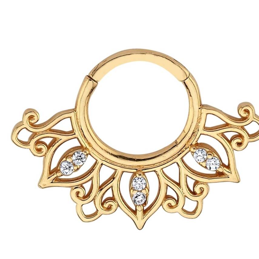 Taşlı Mandala Altın Helix Piercing - 1