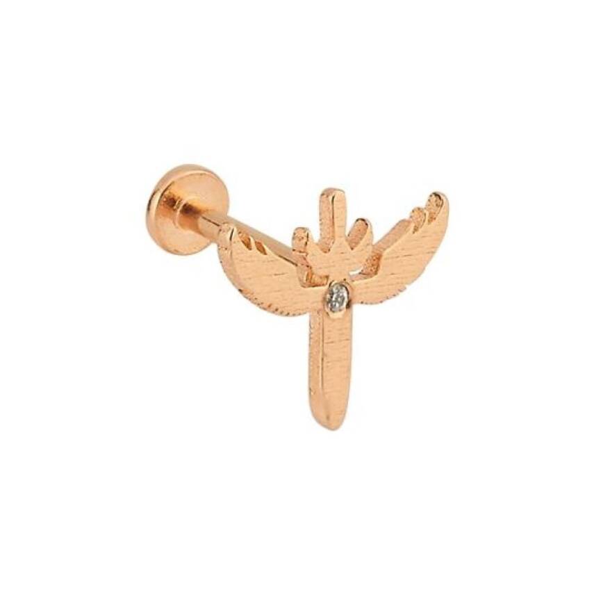 Taşlı Melek Rose Altın Tragus Piercing - 1