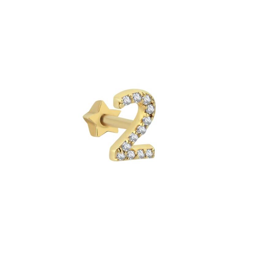 Taşlı Rakam Altın Tragus Piercing - 1