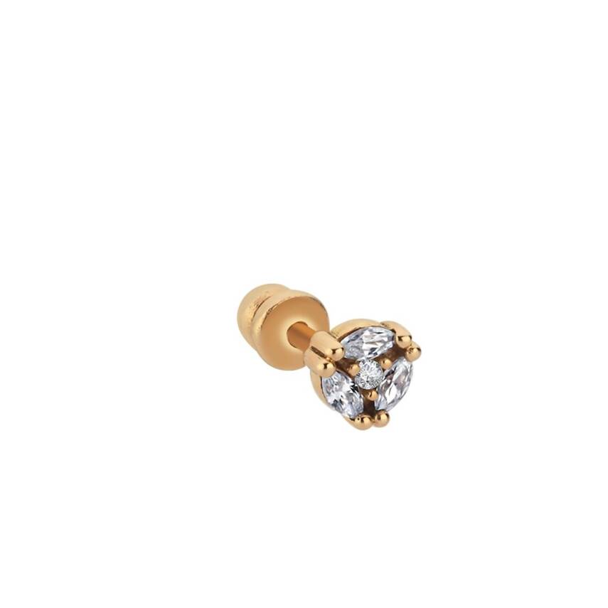 Taşlı Rose Altın Tragus Piercing - 1