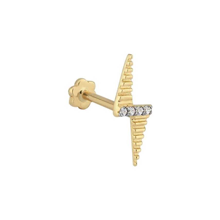 Taşlı Şimşek Altın Tragus Piercing - 1