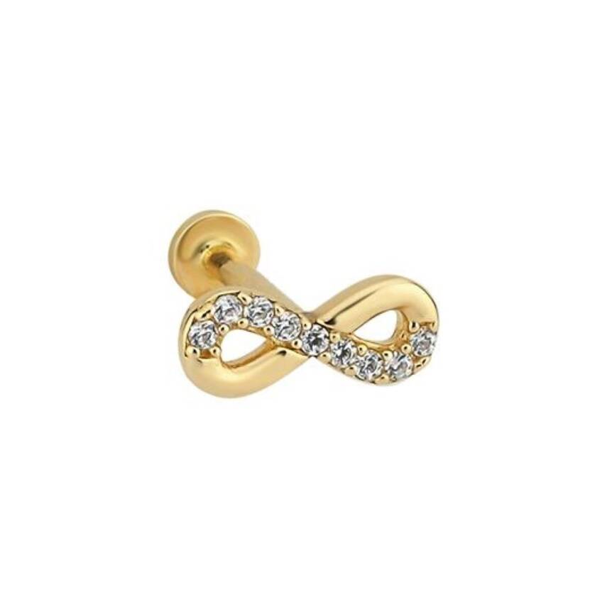 Taşlı Sonsuzluk Altın Tragus Piercing - 1
