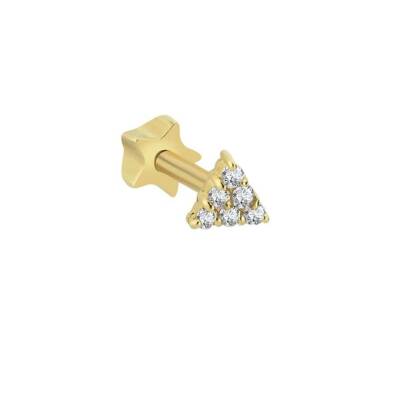 Taşlı Üçgen Altın Tragus Piercing - 1